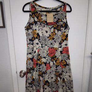 NWT Apsara Multi Color Floral A-Line Sleeveless Pleated Dress - Size M